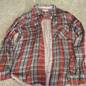 Lucky brand flannel shirt. Pink, navy and gray.